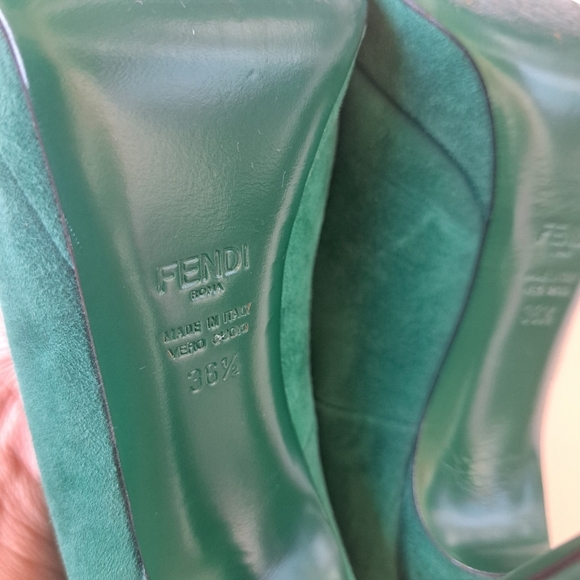 FENDI women's pumps emerald green size 36 1/2‎ Made In Italy - Picture 9 of 12